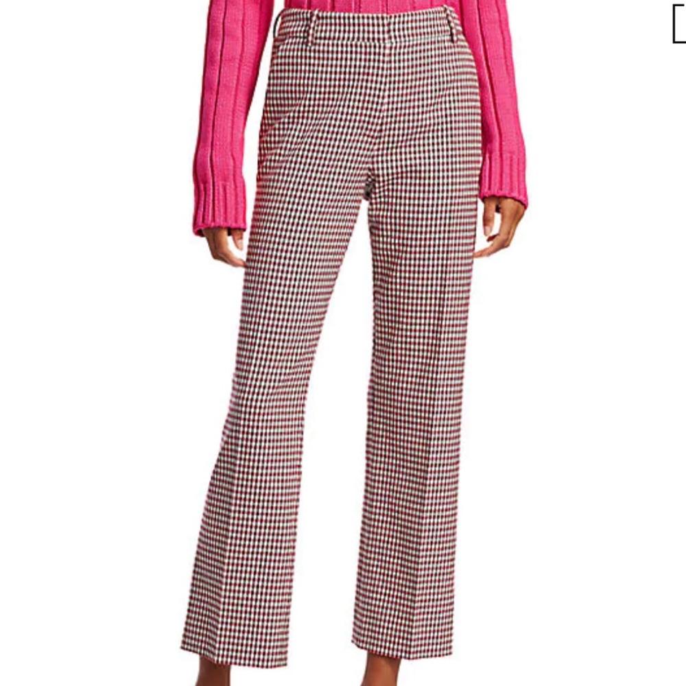 Plaid Crop Flare Trousers